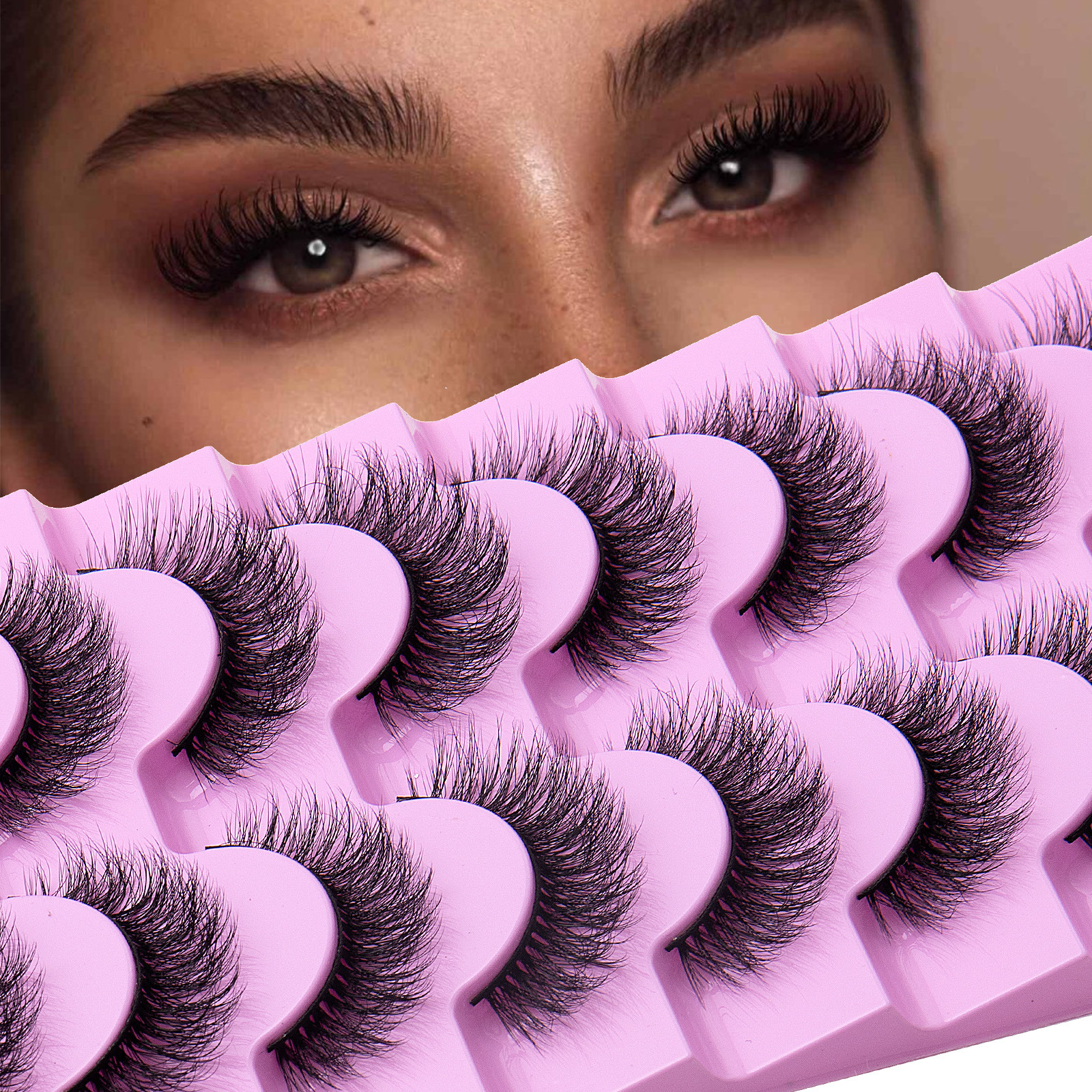 Thick Natural False Eyelashes Naturally Soft Delicate Handmade Reusable Multilayer 3D Faux Mink Lashes Extensions Full Strip Lashes Beauty Supply-image-426213484