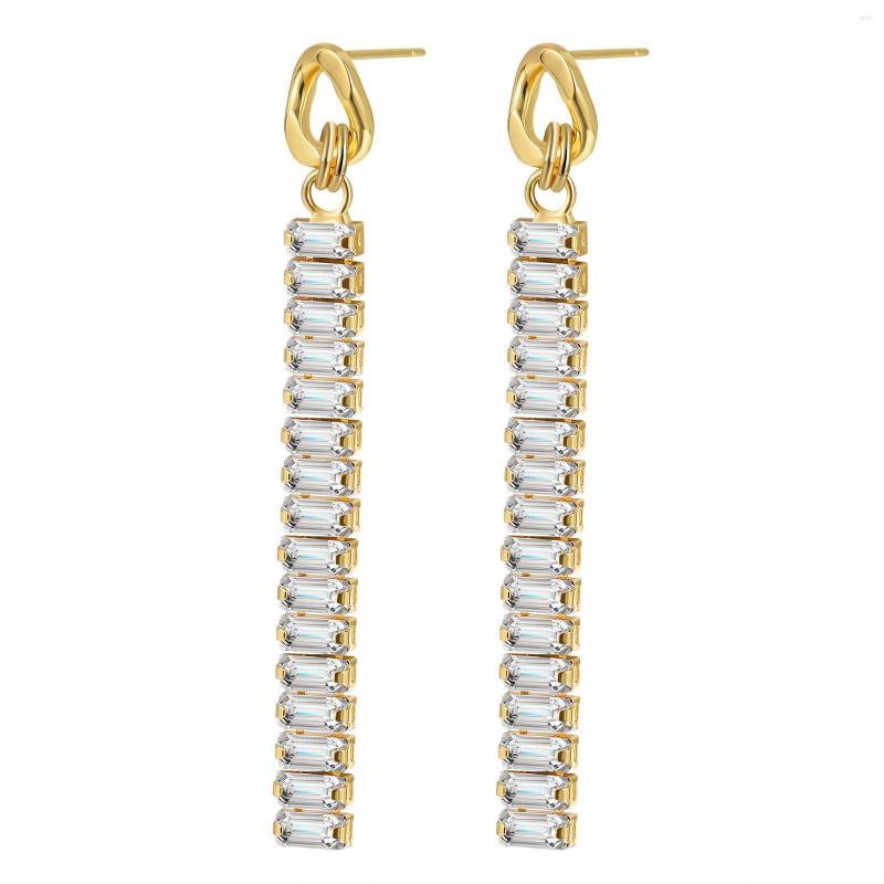 

Dangle Earrings Trendy Shiny Geometric Crystal For Women Men Luxury Aesthetic Smooth Metal Drop Wedding Jewelry Gifts 2023