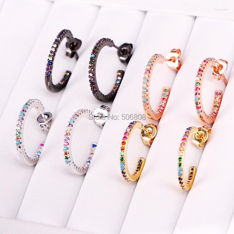 

Stud Earrings 6Pairs Cz Earring For Women Colourful Crystal Rainbow Round Circle
