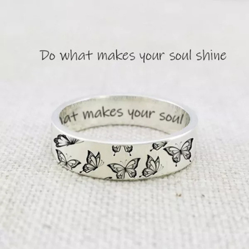 

Do What Makes Your Soul Shine Beautiful Butterfly Flower Women's Fashion Ring