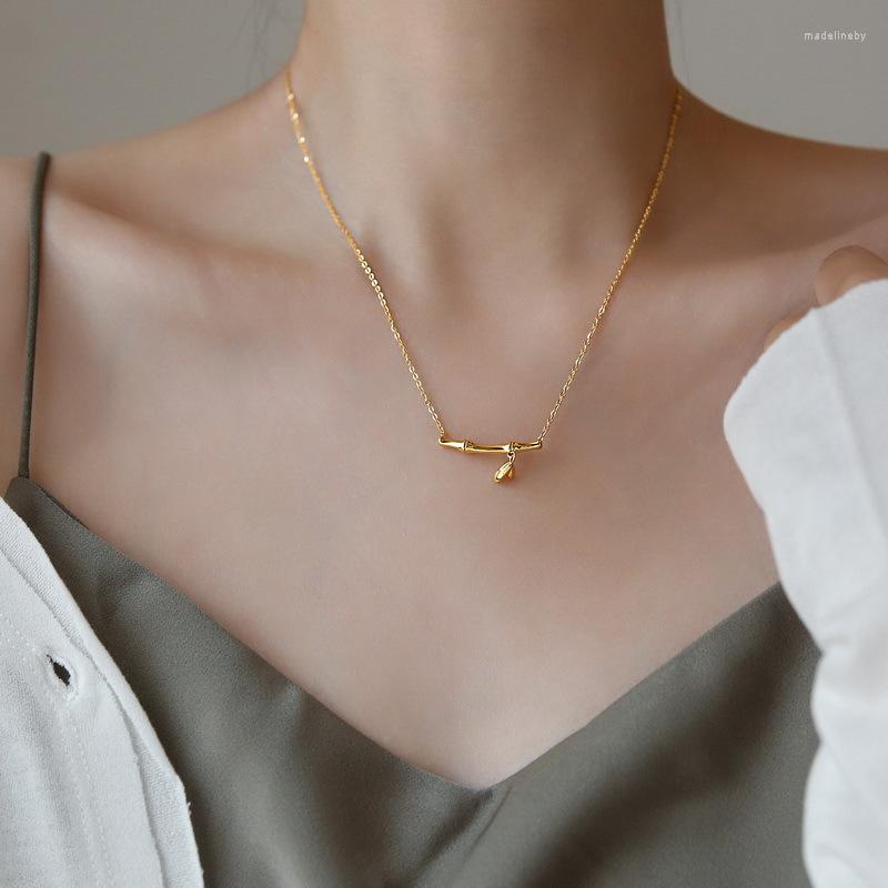 

Chains Korean Fashion Accessories Jewelry Festival Bamboo Shape Pendant For Women Luxury Female Necklace