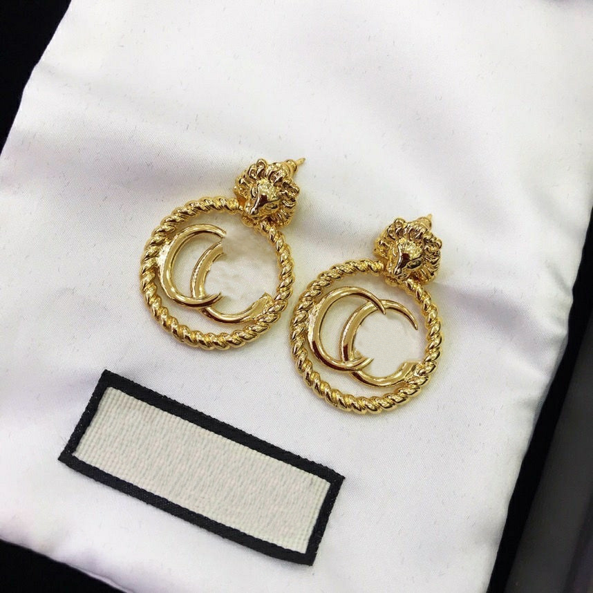 

Retro Classic Style G-Letter Designer Stud Earrings Lion Earring For Women Charm Wedding Gifts Jewelry Accessory High Quality