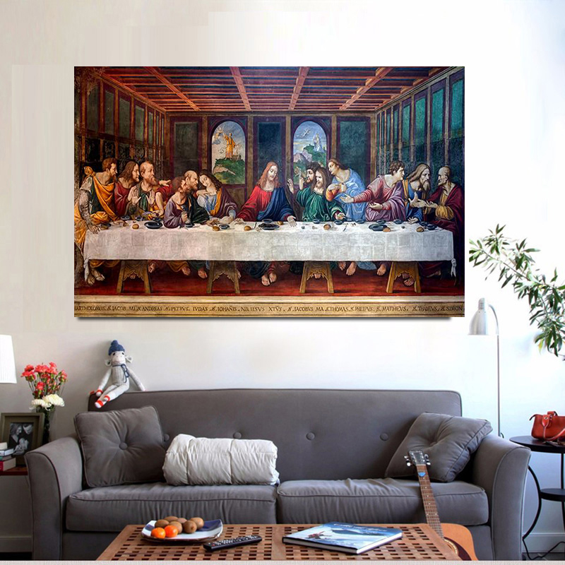 

Colored Last Supper Jesus Canvas Painting Canvas Print Wall Art Picture For Living Room Home Decor Wall Decoration Frameless