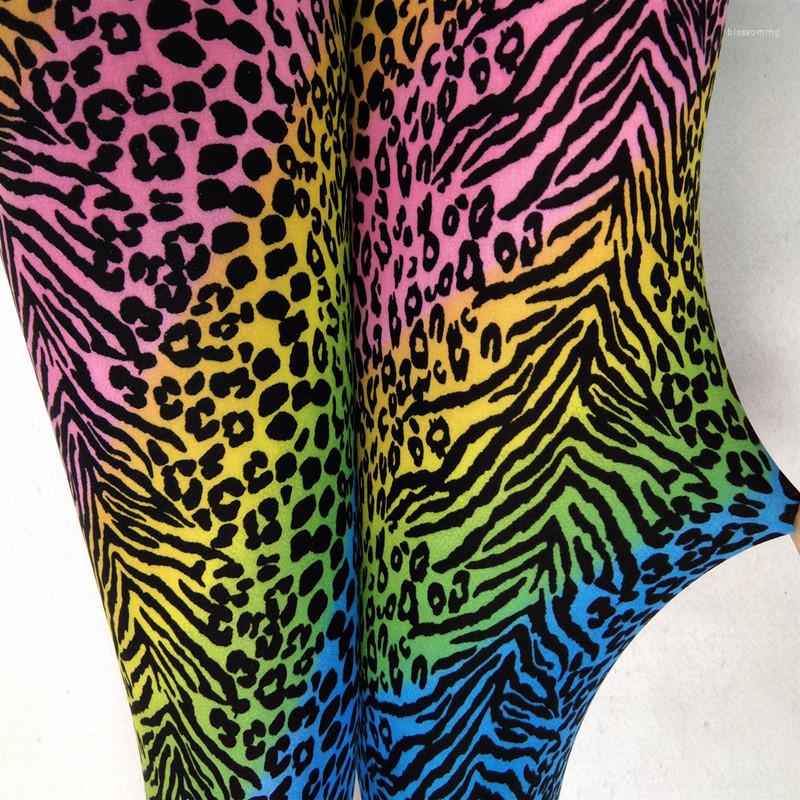 

Women's Pants Fashion Women Colorful Leopard Print Leggings Lady Sexy Silk Capris Ankle Length Summer Autumn Slim Cool Trousers, Painted leopard