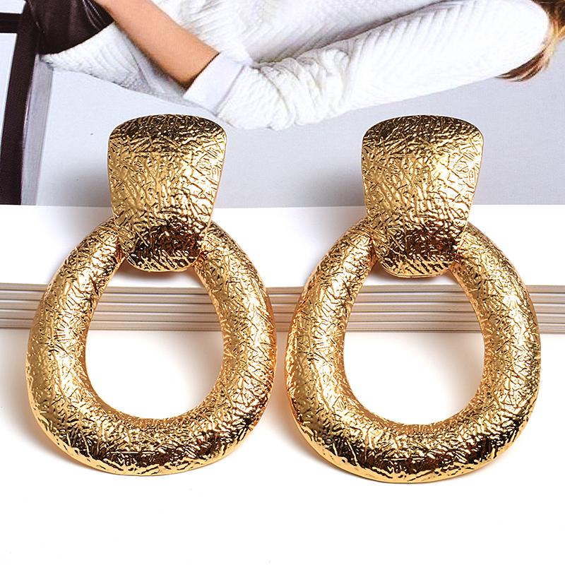 

Dangle Earrings & Chandelier Punk Big Gold Metal Round Drop For Women Vintage Geometric Jewelry Maxi Statement Accessories