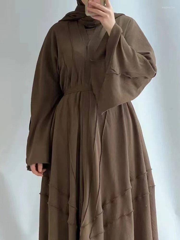 

Ethnic Clothing Plain Open Abaya Muslim Long Dress Women Front Invisible Button Loose Hijab Robe African Dresses Dubai Turkey Modesty Abayas