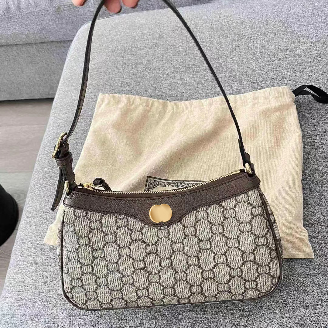 

Womens Double G mini ophidia underarm bag flower Genuine Leather crossbody denim pochette canvas bag mens Luxurys handbag designer tote chain clutch Shoulder bags, 2-brown