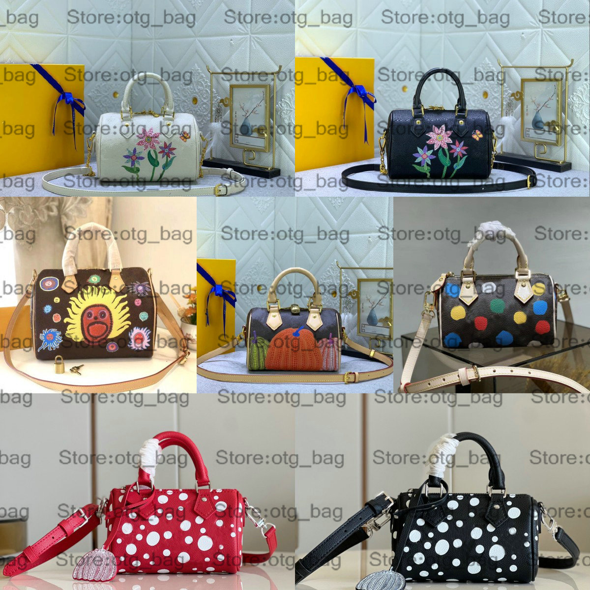

X YK SPEEDY 16 20 Bag Nano 16 FlOWER FACES Pumpkins OTG Bag Women Designer Cross Body Bags Luxurys Pillow Handbag Vintage Two Handles Shoulder Bags M46397 M46575 M46426, 2-16 cm