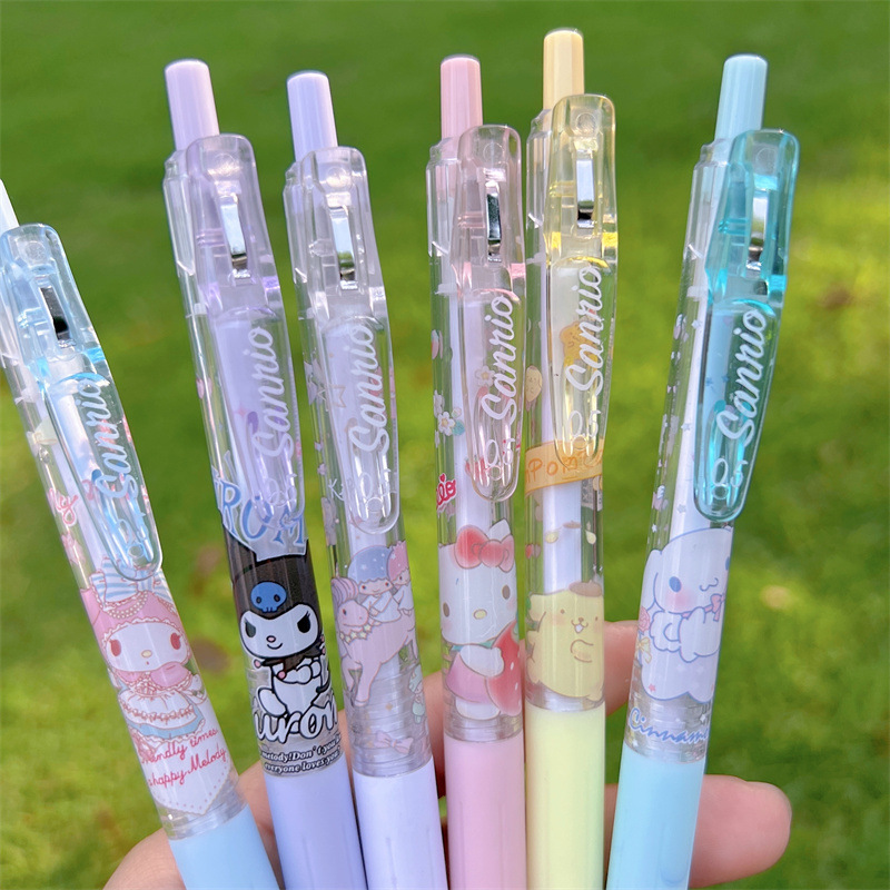 

6 pcs/set Cartoon Cute Student Black Gel Pens Smooth Writing Supplies 6 Colors 0.5mm Stationery Papelaria Material School Supplies