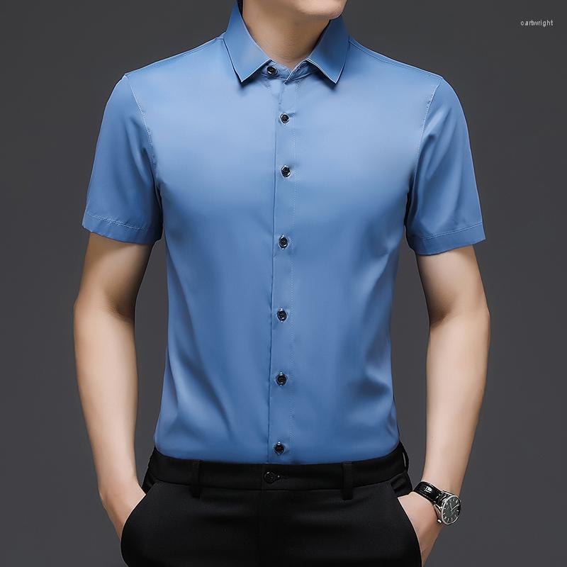 

Men's Casual Shirts Summer Short Sleeve Shirt For Men Slim Solid Color Clothing 2023 Fashion Smart Turn-Down Collar, Purple shirts men