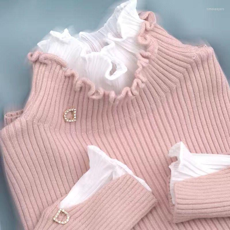 

Women' Sweaters 2023 Woman Women' Turtleneck Sweater Short Autumn Winter Lace Ruffled Femme Chandails Pull Hiver, Green