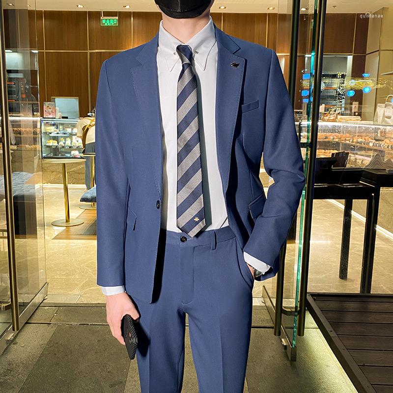 

Men's Suits (Blazer Trousers) Men's Suit Fashion Gentleman 8 Colors Can Choose Casual Italian Style Slim Wedding Dress 2-piece, Black 1 button