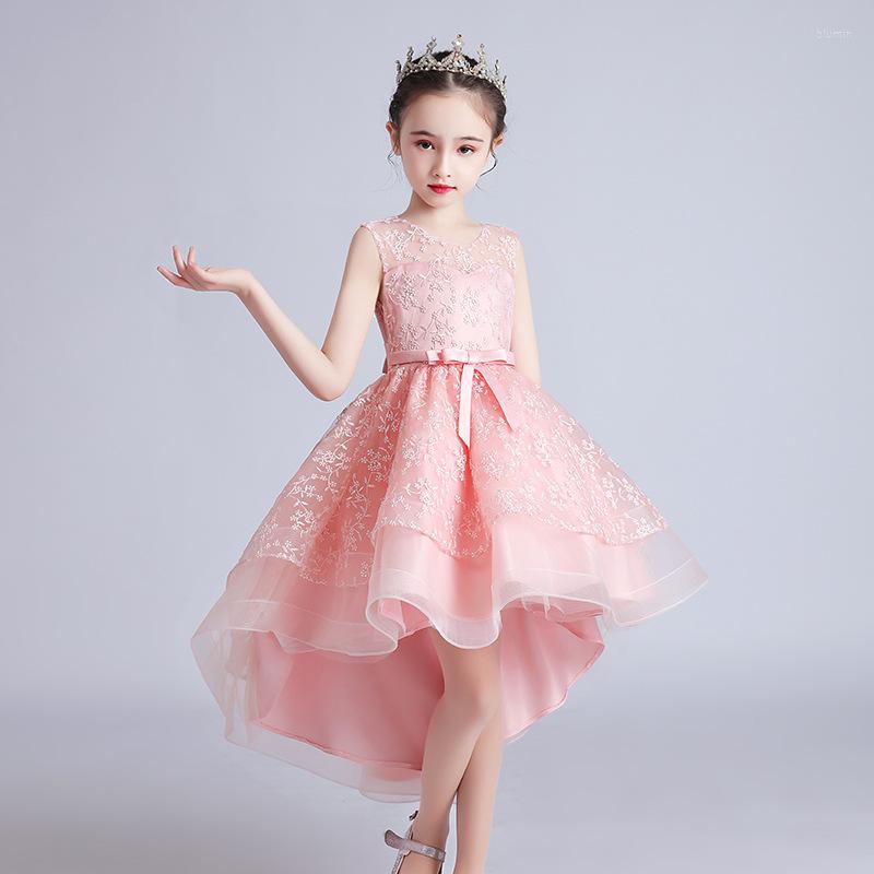 

Girl Dresses Vintage Flower Girls Dress For Bridesmaid Wedding Evening Princess Party Pageant Long Gown Formal Kids Clothes, Shrimp powder