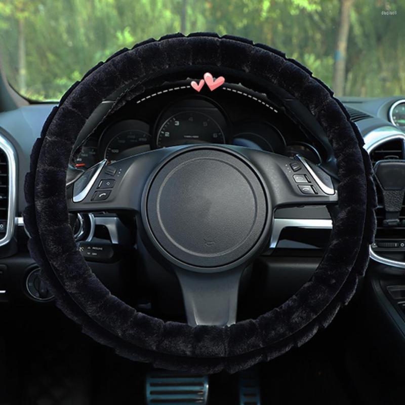 

Steering Wheel Covers Practical Sweat Absorption Non-fading Comfortable Puffy Grid Plush Case Decorative