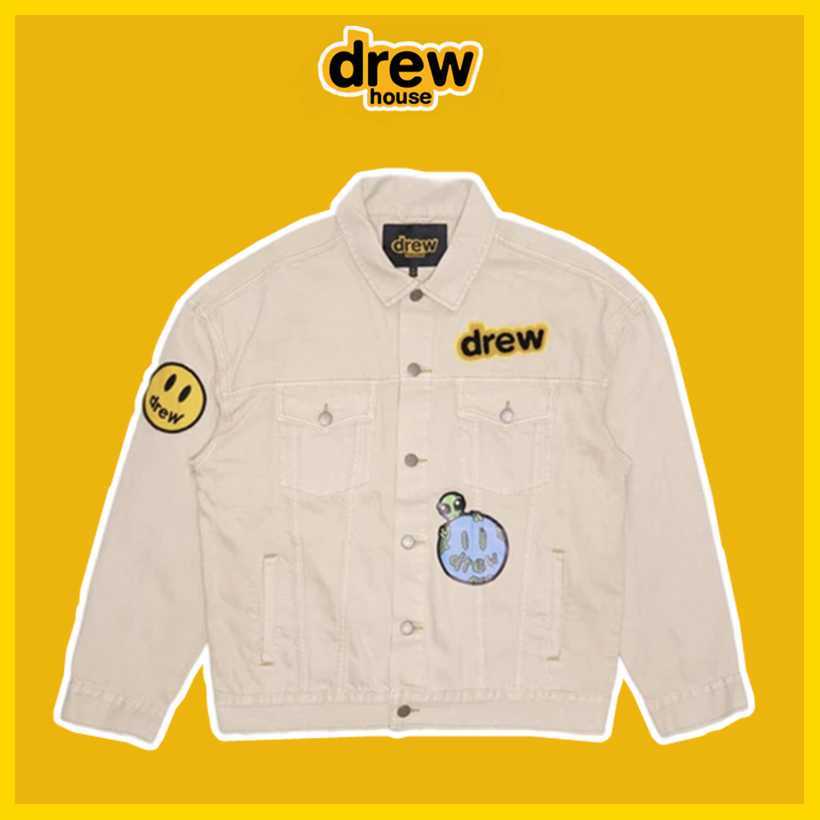 

DrewHouse Bieber Same Smiling Face Alien Print Male and Female Couple Denim Jacket Coat, Shipping fee