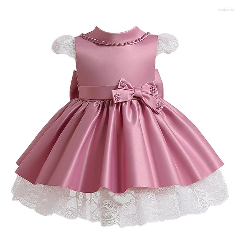 

Girl Dresses Baby Girls Dress Lace Flying Sleeves Birthday Party Christening Beaded Born Baptism Princess Clothes 3-24 Month, Bean paste powder
