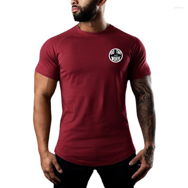 

Men's T Shirts Men Sport Compression Cotton Breathable T-shirt Short Sleeve Gym Fitness Clothes Male Bodybuilding Graphic Printslim Fit Tops, Burgundy
