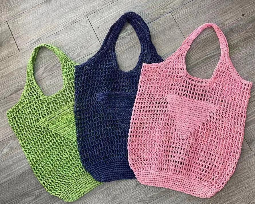 

Spring and Summer New Woven Bag Fashion Crochet Handbag Large Capacity Photo Vacation Shopping Bag Straw Bags, Aspic