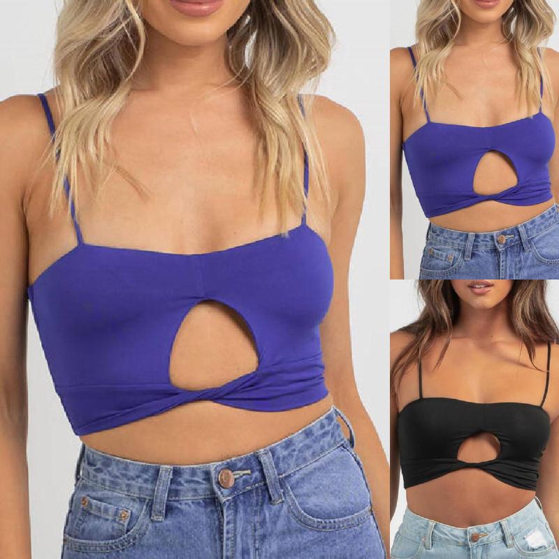 

Camisoles & Tanks Wome Sexy Clothes Beading Front Hollow Sleeveless Halter Crop Top Club Vintage Tank Tops Vest, Black