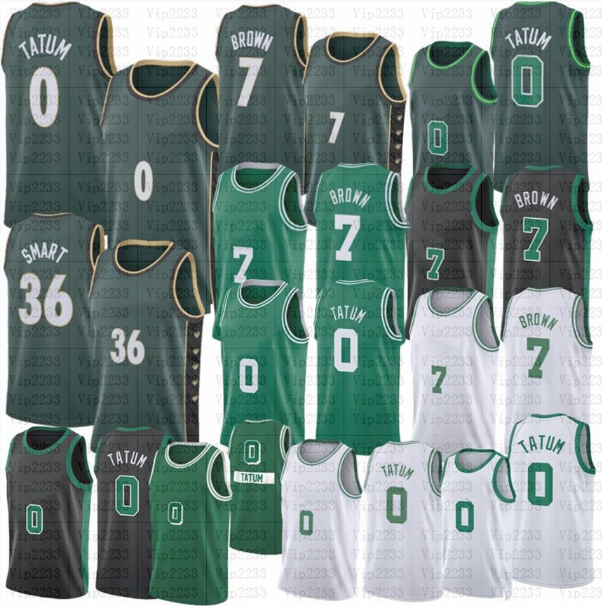 Jayson Tatum maillot de basket-ball Jaylen Brown Marcus Smart maillots 7 0 33 36 hommes Larry Bird vert blanc 2023