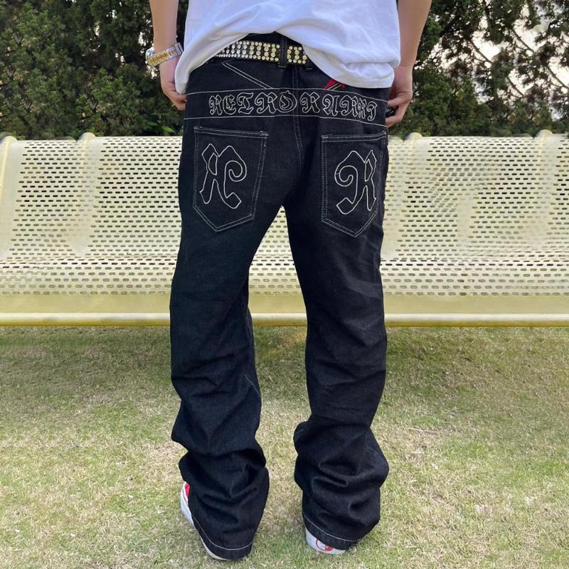 

Men' Jeans Men Black Streetwear Loose Denim Pants Hip Hop Straight-leg High Street Casual Thin Y2k Baggy Vaqueros Trousers Summer