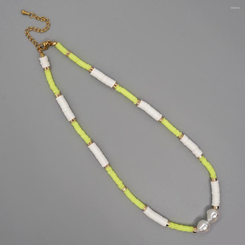 

Chains YASTYT Baroque Pearl Necklace Handmade Fashion American Jewelry Native Ethnic Polymer Clay Bead Necklaces For Women Neck Chain