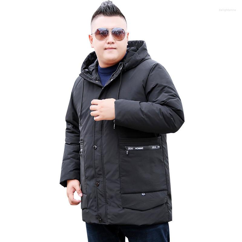 

Men's Down Large Size Cotton Long Extra Hooded Park Fashion Warm Jacket Suitable For 165kg More 10XL, Black