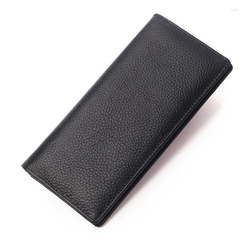

Wallets Men's Genuine Leather Men Purse Long Wallet Real Cowhide Mens Money Bag Cell Phone Man Card Holder, Black