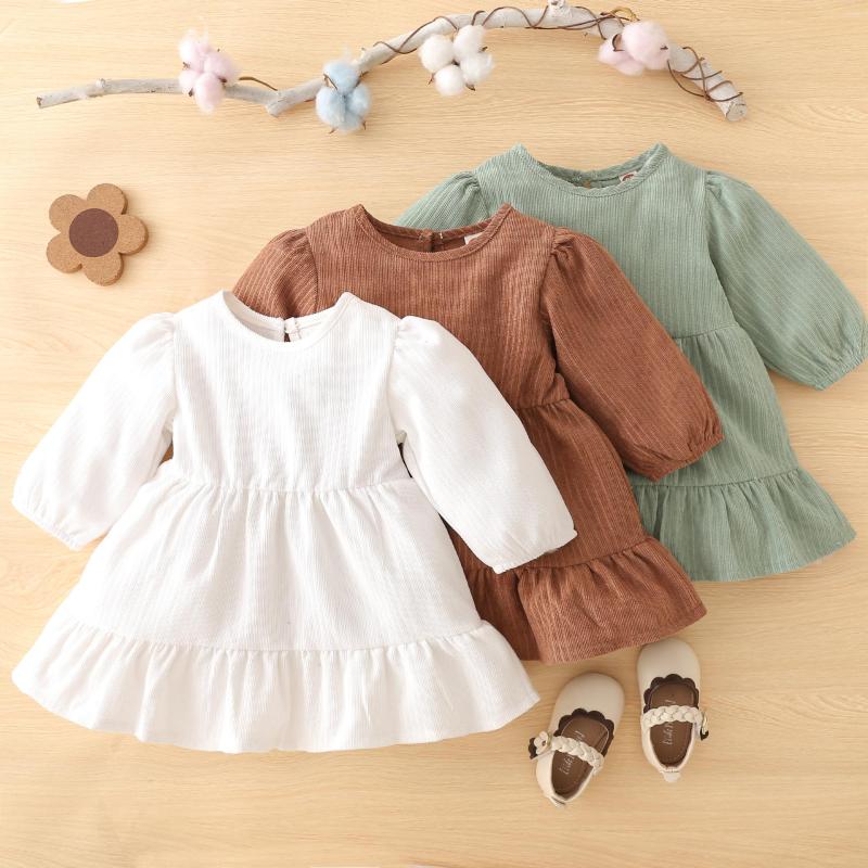 

Girl Dresses 2023 Baby Girls Dress Princess Long-Sleeved Spring For Casual Costume Infants Toddler 0-5 Y Kids Cute Clothes, Auburn