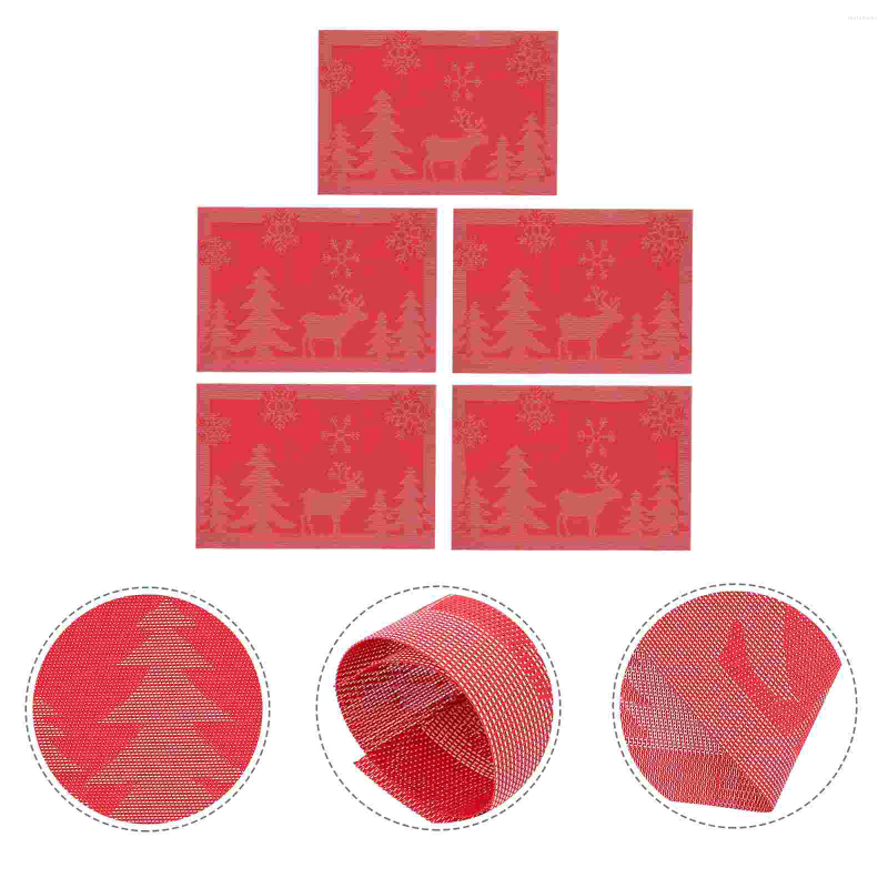 

Car Seat Covers 5pcs Xmas Tableware Mat Dish Holiday Placemat Christmas Table Linen Bowl Pad