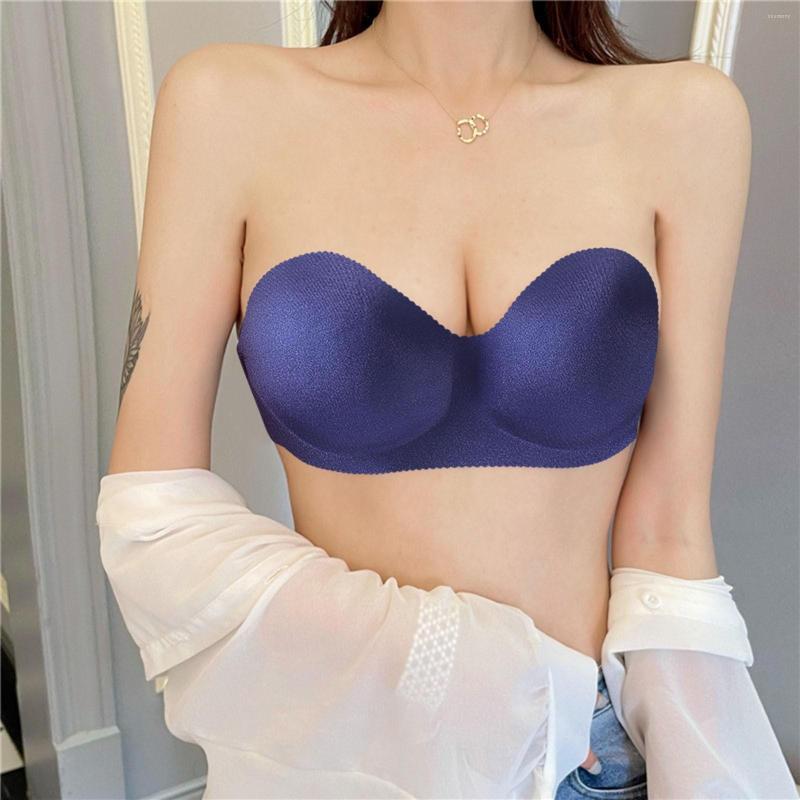 

Bras Women Top Wrap Chest Strapless Pad Massage No Steel Ring Bra, Beige