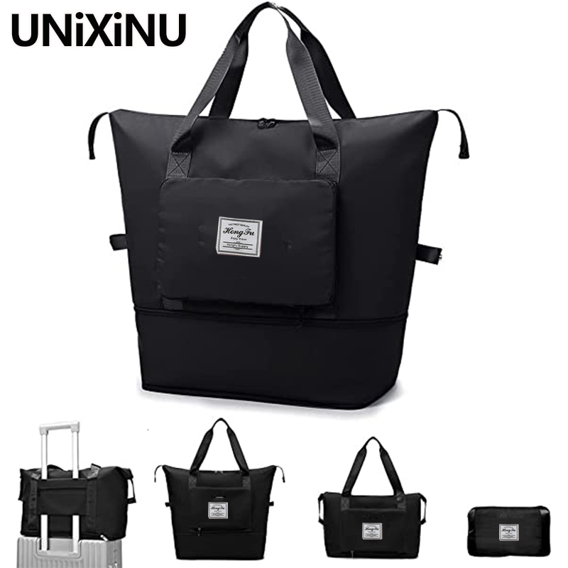 

School Bags UNIXINU Foldable Carry On Travel Duffle Bag Nylon Waterproof Sports Gym Tote Bags for Women Storage Luggage Handbag 230413, Blue