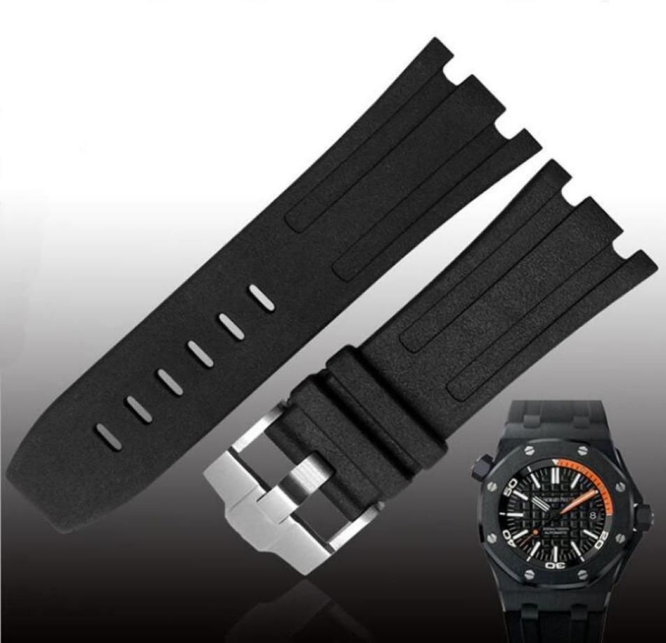 

JAWODER Watchband Man 28mm Black Red Orange Blue Gray Green Yellow Silicone Rubber Diver Watch Band Strap Pin Buckle for ROYAL OAK1449410