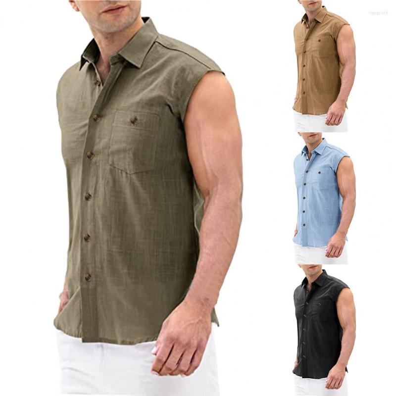 

Men's Casual Shirts Great Shirt Solid Color Lightweight Men Top Buttons Summer For Street, Light green