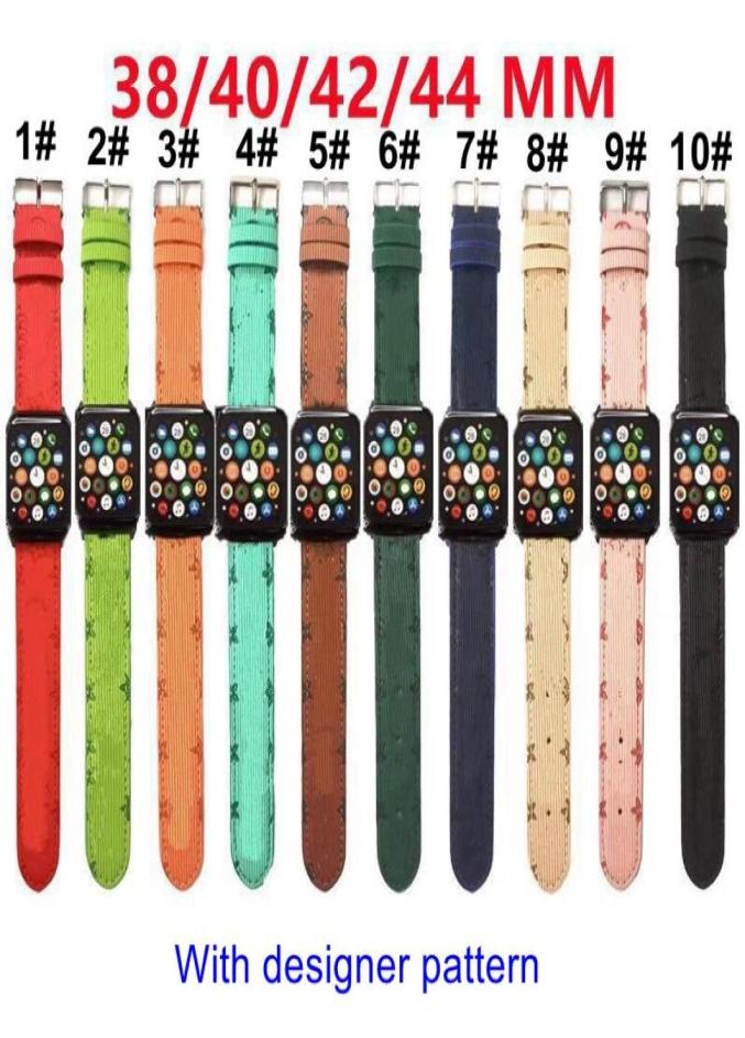 

Fashion Designer V Pattern Watch Bands For Apple 38mm 40mm 42mm 44mm iWatch 17 PU Leather Straps Bracelet Striped Printed Watchba1441896
