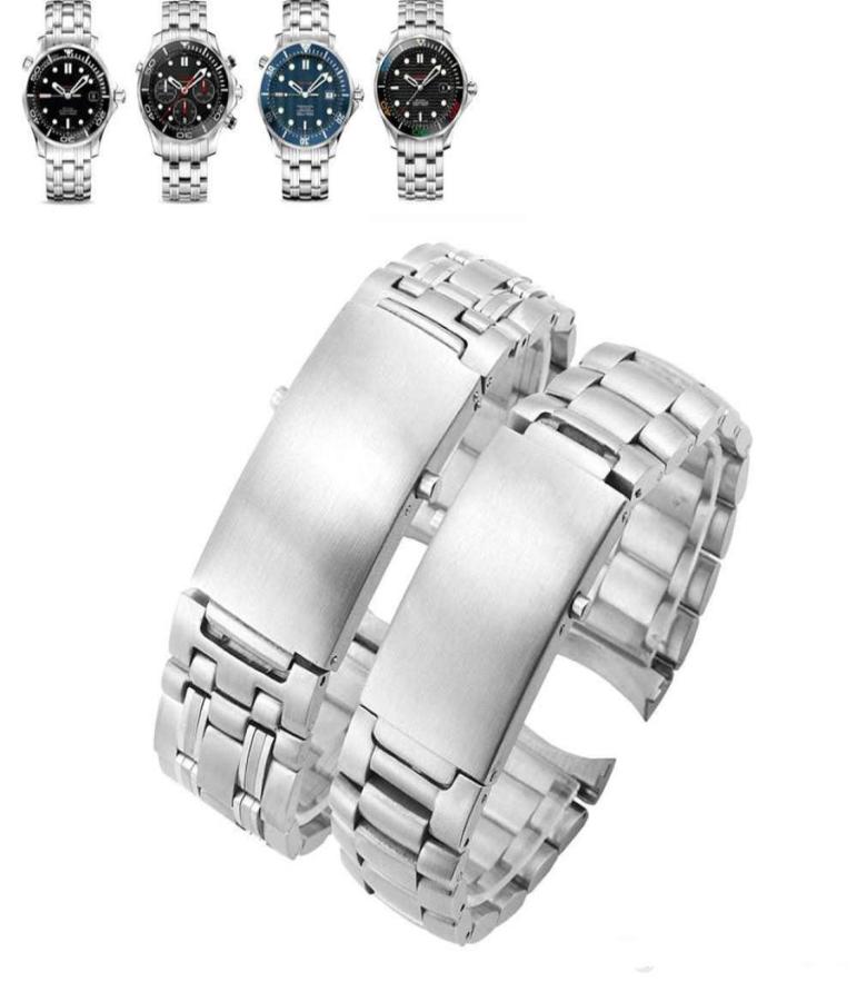 

Watchband Solid Stainless Steel Watchband 20mm 22mm Fold Buckle Watch Bracelet for OMG Watch Ocean 300 600 Man 007 AT150 Watchband7091854
