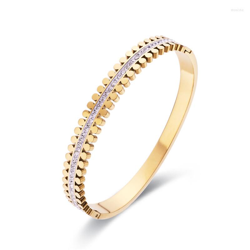 

Bangle Stainless Steel Imitation Zip Chain Zircon Bracelet Light Luxury Niche Design Trendy Jewelry Crystal Wholesale