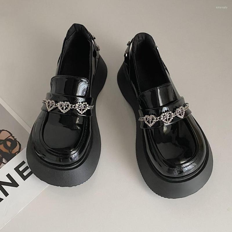 

Dress Shoes 2023 Sweet Heart Lolita Women High Heels Japanese JK Uniform Cute Mary Jane College Girls Platform, Black