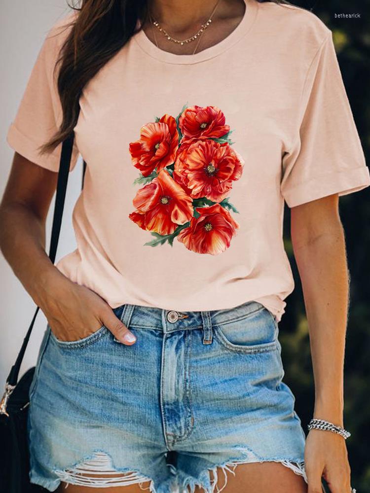 

Women' T Shirts Watercolor Flower 90s Trend Female Short Sleeve Graphic Tee Clothes Ladies Casual Fashion Clothing Women Print T-shirts, Sn33511