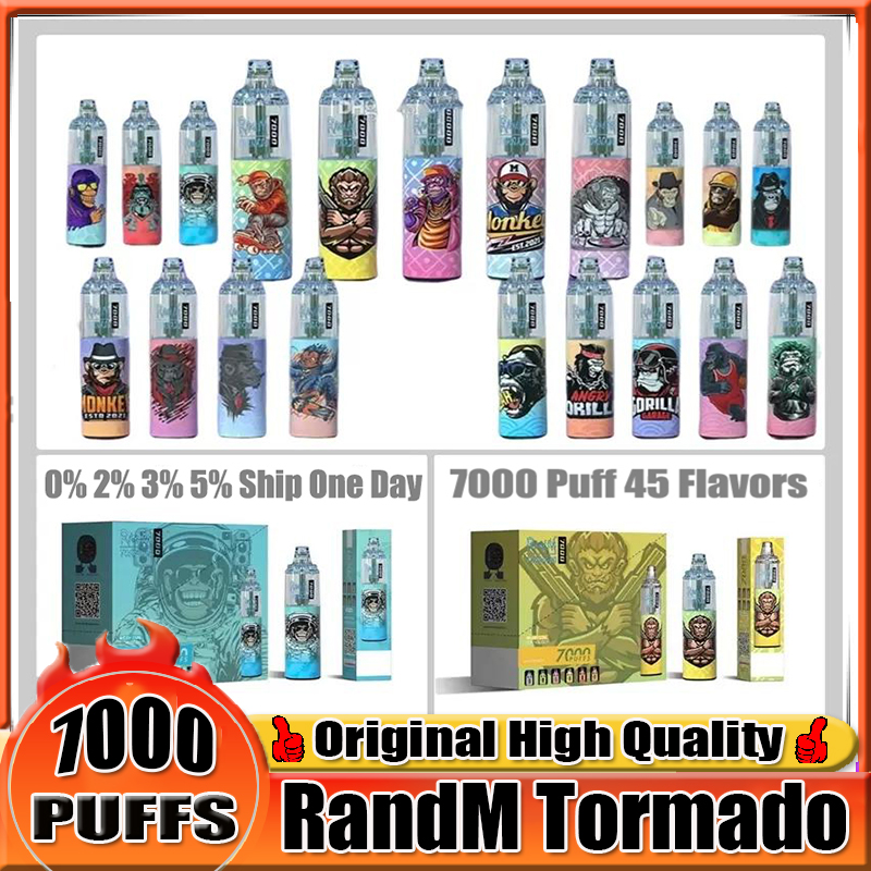 

Original RandM Tornado puffs 7000 Disposable E cigarettes Pod Device 7000 puff Powerful Battery 14ml Prefilled Cartridge Mesh Coil RGB light Vape Pen kit VS randm 7k