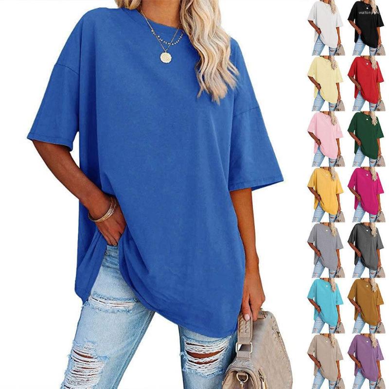 

Women's T Shirts 2023 Women Summer Cotton Shirt Bottoming Casual Solid Loose Tops Short Sleeve O Neck Oversize Tee Elegant Harajuku Y2K, Rose red