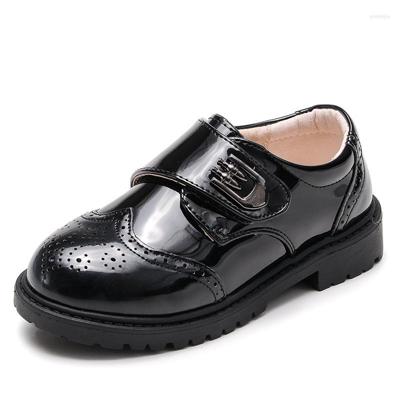 

Athletic Shoes Kids Boys Black Leather Single Children British Style Baby Elementary School Flower Girl Boy Show, 801-black