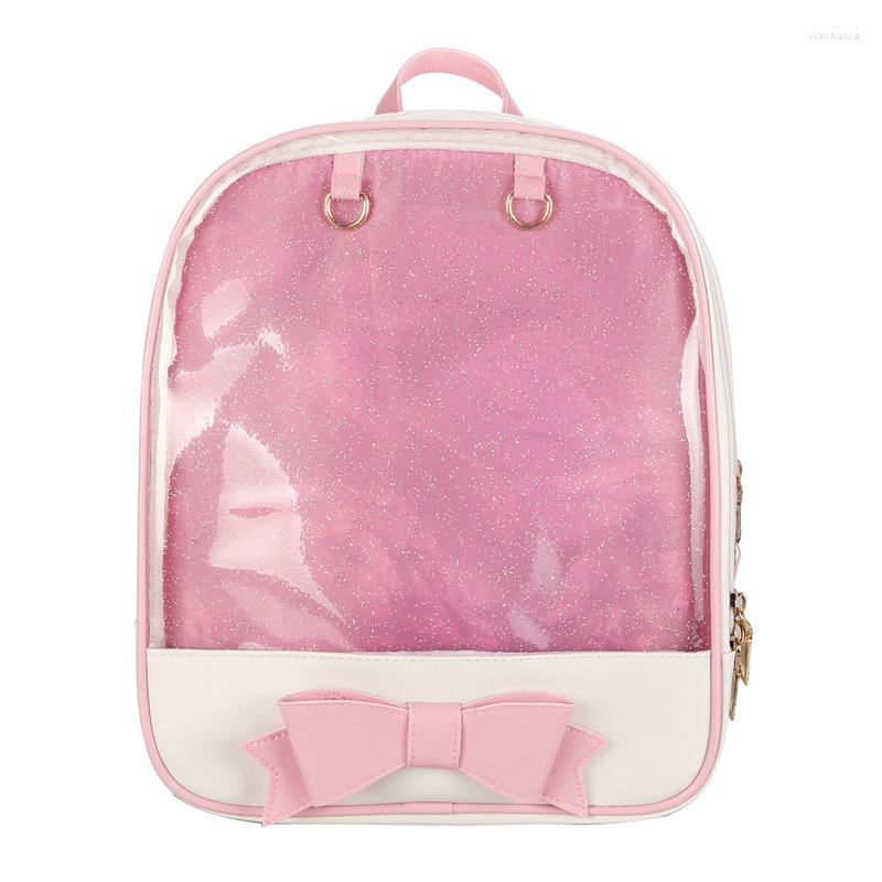 

School Bags Fashion Girls Backpack Kawaii Transparent Clear Window Lolita Student Bag For Teenage Girl Women Travel Bagpack, Blue