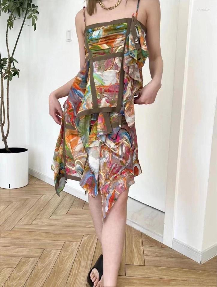 

Work Dresses 2023SS Summer Fashion Flower Prints High Quality Vest Camis With Casual Skirt Suits Female Chic Sets Ddxgz2 3.20, The skirt only