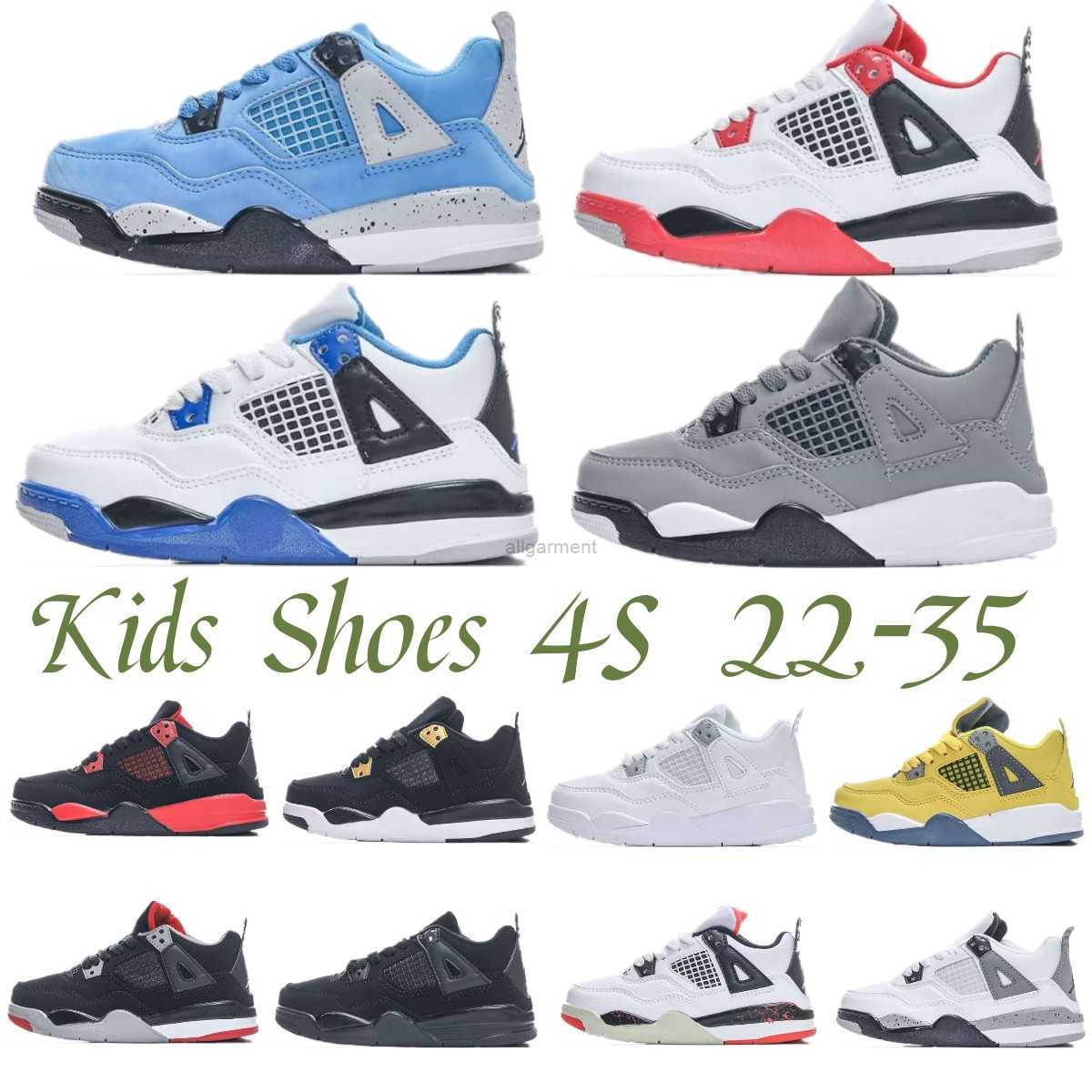 

Kids Shoes 4 Basketball 4s Designer Sneakers Boys Military Black Cat Trainers Baby kid shoe Fire Red Thunder Girls Children youth toddler infants Blue Lightning Grey