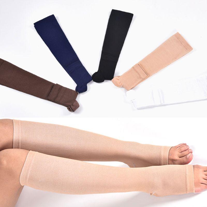 

Men's Socks Women Men Unisex Open Toe Knee High Leg Support Warmer Relief Pain Therapeutic Anti-Fatigue Sport Compression StockingsMen's, Nude