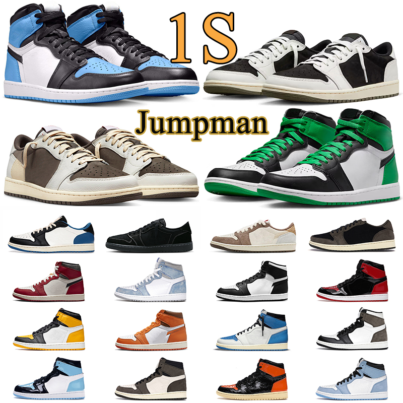 

jumpman 1 1s basketball shoes j1 Olive Black Phantom UNC Toe Lost and Found Starfish Reverse Mocha Bred Patent True Blue mens womens sports trainers sneakers, Silver toe
