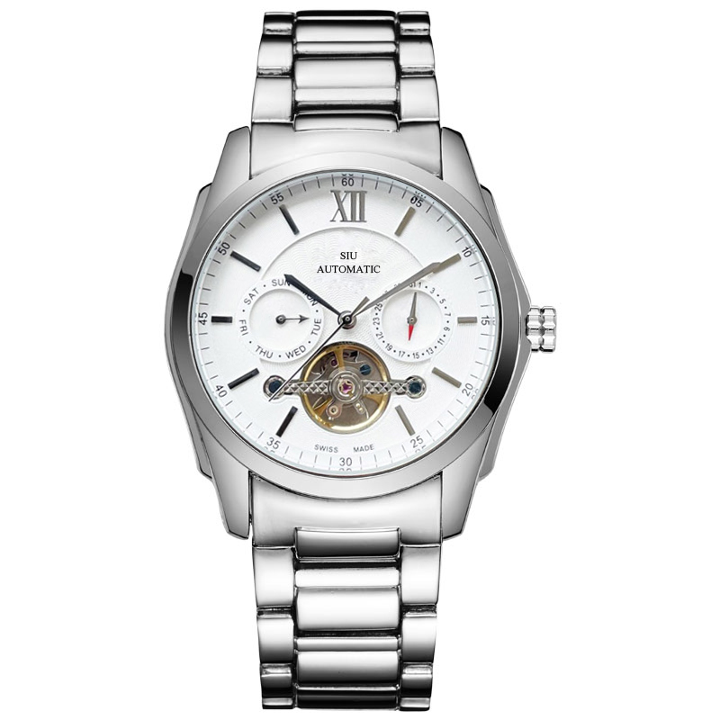 

2023 Fine men's watch multi-functional design automatic mechanical movement top 316 steel case imported calfskin strap mineral super mirror size 43*13, No.2