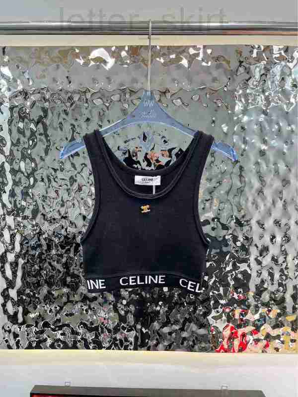 

Women' Knits & Tees designer 23 Early Spring New Contrast Color Matching Knitted Tank Top Triumphal Arch Metal Bottom Letter Jacquard 3YMP, Black6