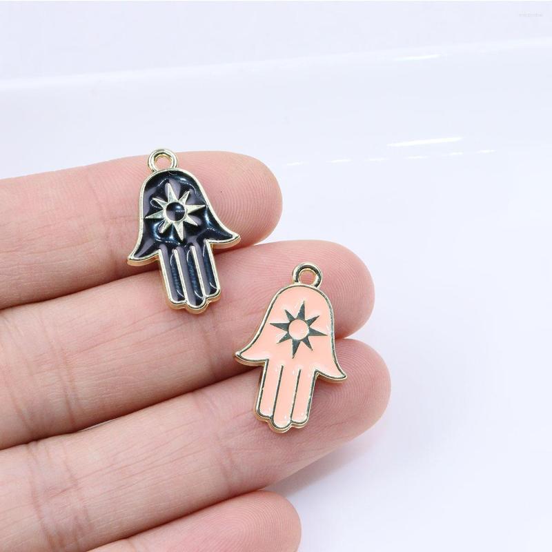 

Charms Eruifa 6pcs 15 18mm Hand With Epoxy Coin Zinc Alloy Women Accessory Necklace Earring Bracelet Jewelry Girl DIY Handmade 2 Colors